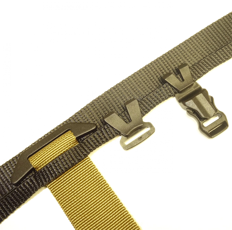 Slotted webbing helps extend the load carrying system for backpack